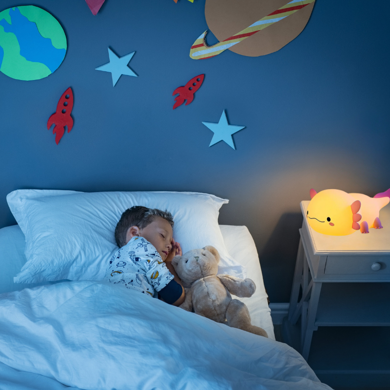 Veilleuse Axolotl en silicone – Lampe de chevet tactile pour enfant rechargeable par USB – Cadeau idéal et article de décoration