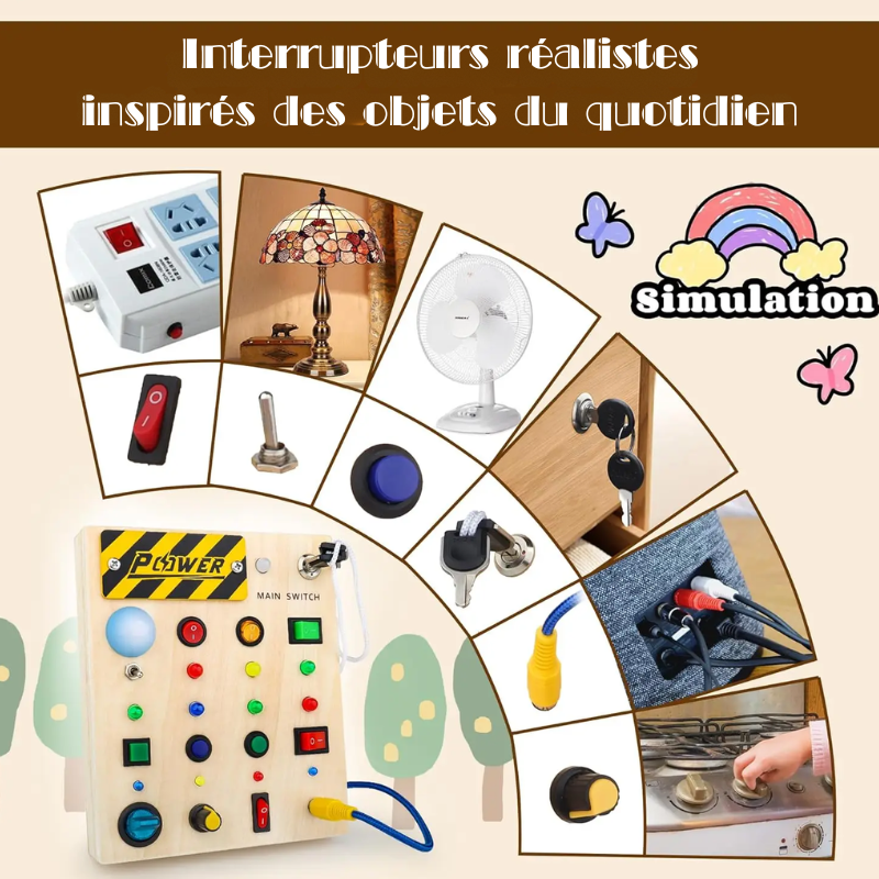 Jeu Montessori en bois pour bébé – Eveil et jeux garantis avec lumières et activités sensorielles – Motricité fine et apprentissage