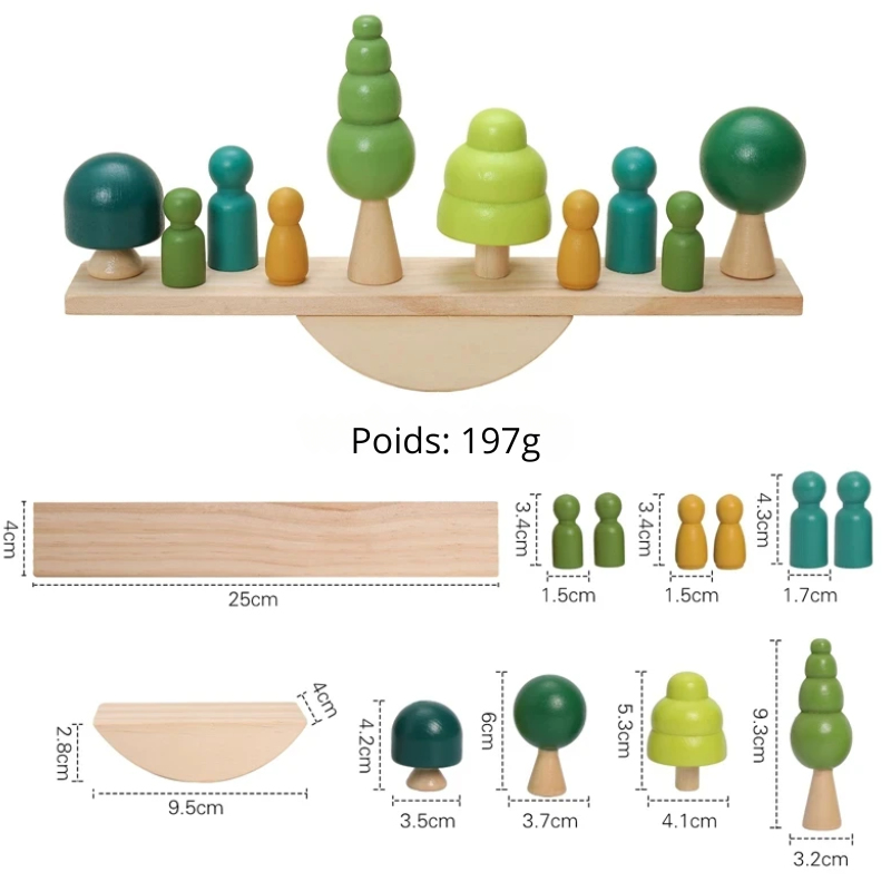 Jeux Montessori en bois – Blocs empilables maisons de forêt pour bébé – Jouet éducatif d’éveil et cadeau original