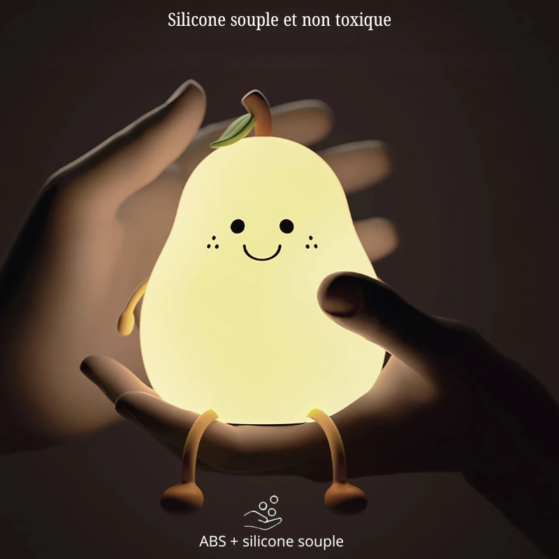 Veilleuse poire en silicone – Lampe de chevet tactile 7 couleurs pour enfant rechargeable par USB – Cadeau idéal et article de décoration