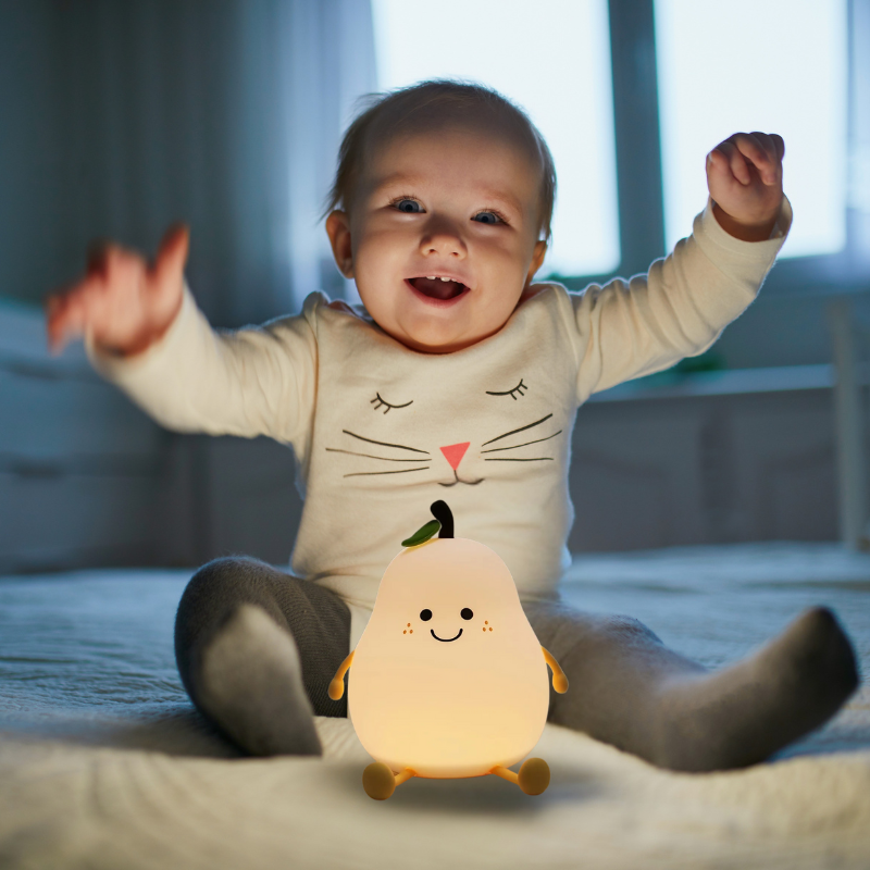 Veilleuse poire en silicone – Lampe de chevet tactile 7 couleurs pour enfant rechargeable par USB – Cadeau idéal et article de décoration