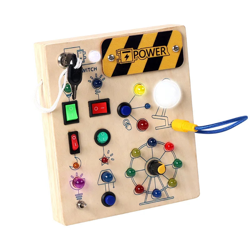 Jeu Montessori en bois pour bébé – Eveil et jeux garantis avec lumières et activités sensorielles – Motricité fine et apprentissage