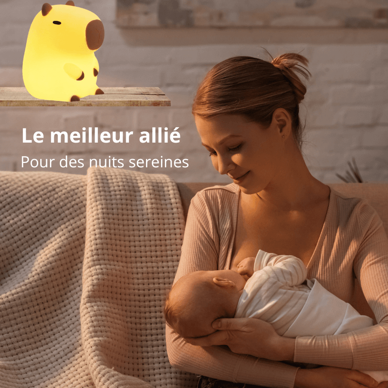 Veilleuse Capybara en silicone – Lampe de chevet tactile pour enfant rechargeable par USB – Cadeau idéal et article de décoration