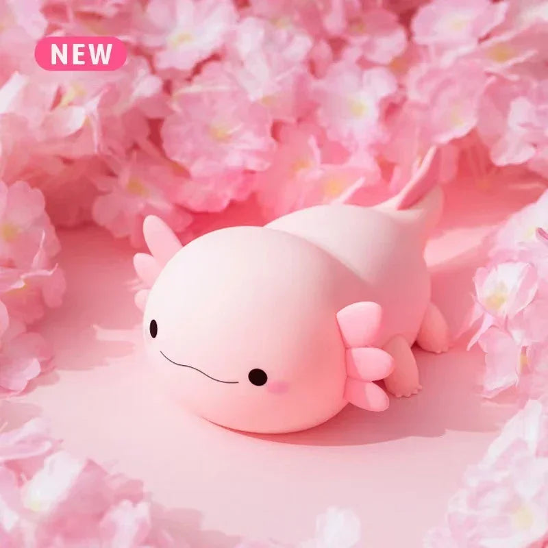 Veilleuse Axolotl en silicone – Lampe de chevet tactile pour enfant rechargeable par USB – Cadeau idéal et article de décoration