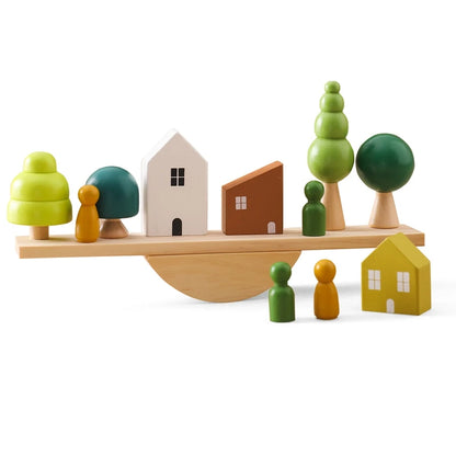 Jeux Montessori en bois – Blocs empilables maisons de forêt pour bébé – Jouet éducatif d’éveil et cadeau original