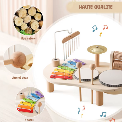 Jeux Montessori en bois – Xylophone et carillon à vent - Jeux educatif pour bébé – Jouet d’Éveil Musical – Cadeau de Naissance ou d’Anniversaire