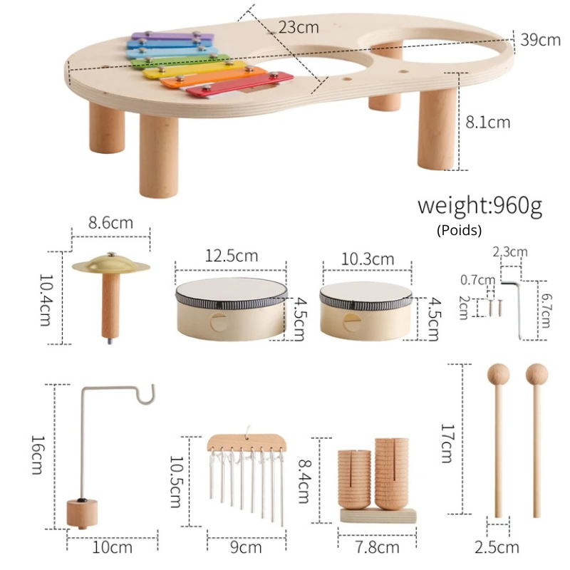 Jeux Montessori en bois – Xylophone et carillon à vent - Jeux educatif pour bébé – Jouet d’Éveil Musical – Cadeau de Naissance ou d’Anniversaire