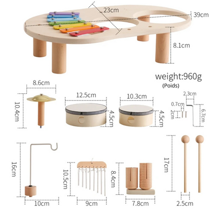 Jeux Montessori en bois – Xylophone et carillon à vent - Jeux educatif pour bébé – Jouet d’Éveil Musical – Cadeau de Naissance ou d’Anniversaire