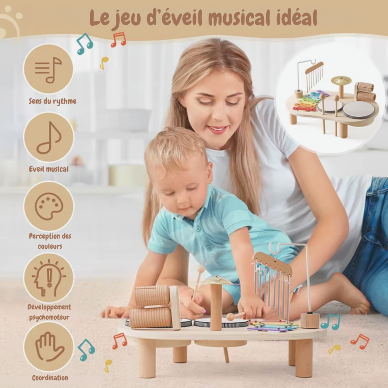 Jeux Montessori en bois – Xylophone et carillon à vent - Jeux educatif pour bébé – Jouet d’Éveil Musical – Cadeau de Naissance ou d’Anniversaire