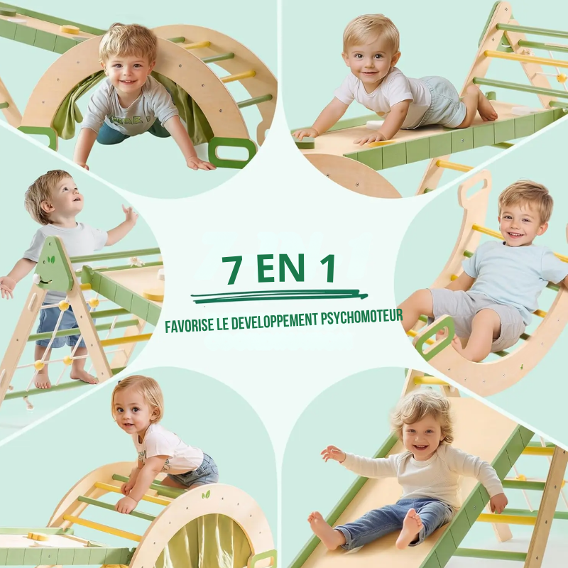 Jeux montessori 7 en 1 – Jeu en bois d'initiation à l'escalade pour enfants