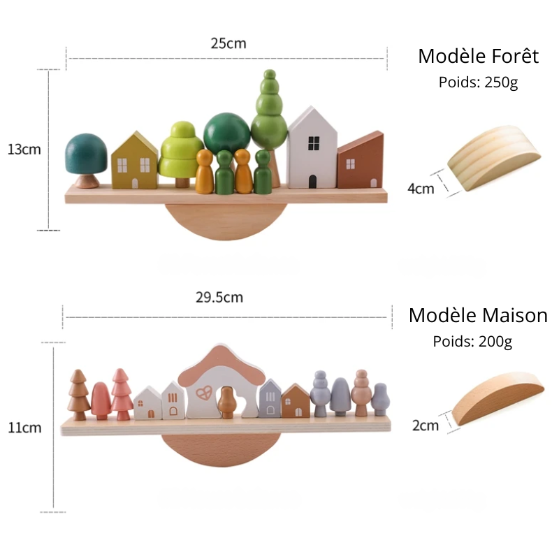 Jeux Montessori en bois – Blocs empilables maisons de forêt pour bébé – Jouet éducatif d’éveil et cadeau original