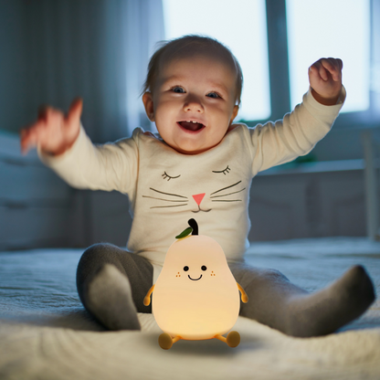 Veilleuse poire en silicone – Lampe de chevet tactile 7 couleurs pour enfant rechargeable par USB  – Cadeau idéal et article de décoration