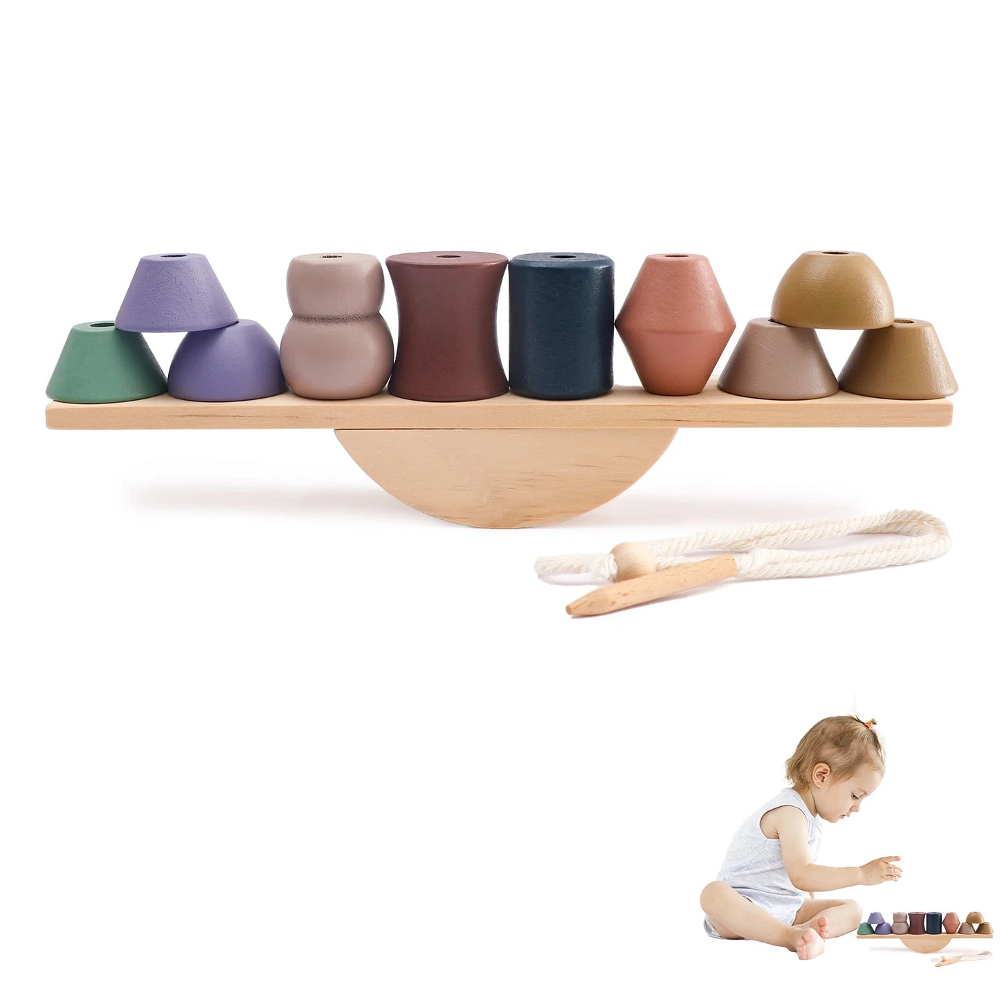 Jeux Montessori en bois – Blocs empilables maisons de forêt pour bébé – Jouet éducatif d’éveil et cadeau original
