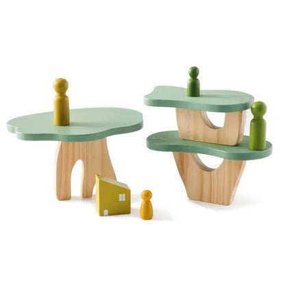 Jeux Montessori en bois – Blocs empilables maisons de forêt pour bébé – Jouet éducatif d’éveil et cadeau original