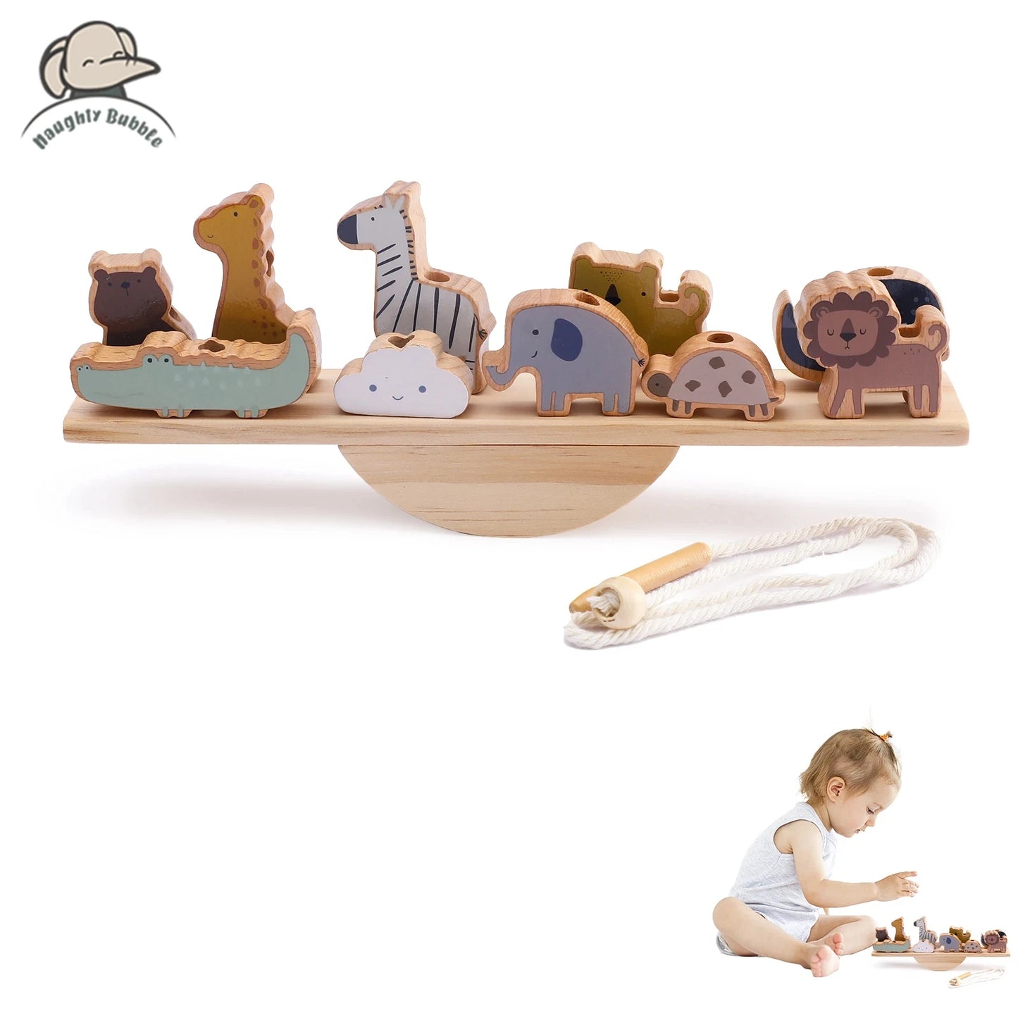 Jeux Montessori en bois – Blocs empilables maisons de forêt pour bébé – Jouet éducatif d’éveil et cadeau original