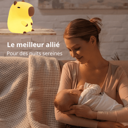 Veilleuse Capybara en silicone – Lampe de chevet tactile pour enfant rechargeable par USB  – Cadeau idéal et article de décoration