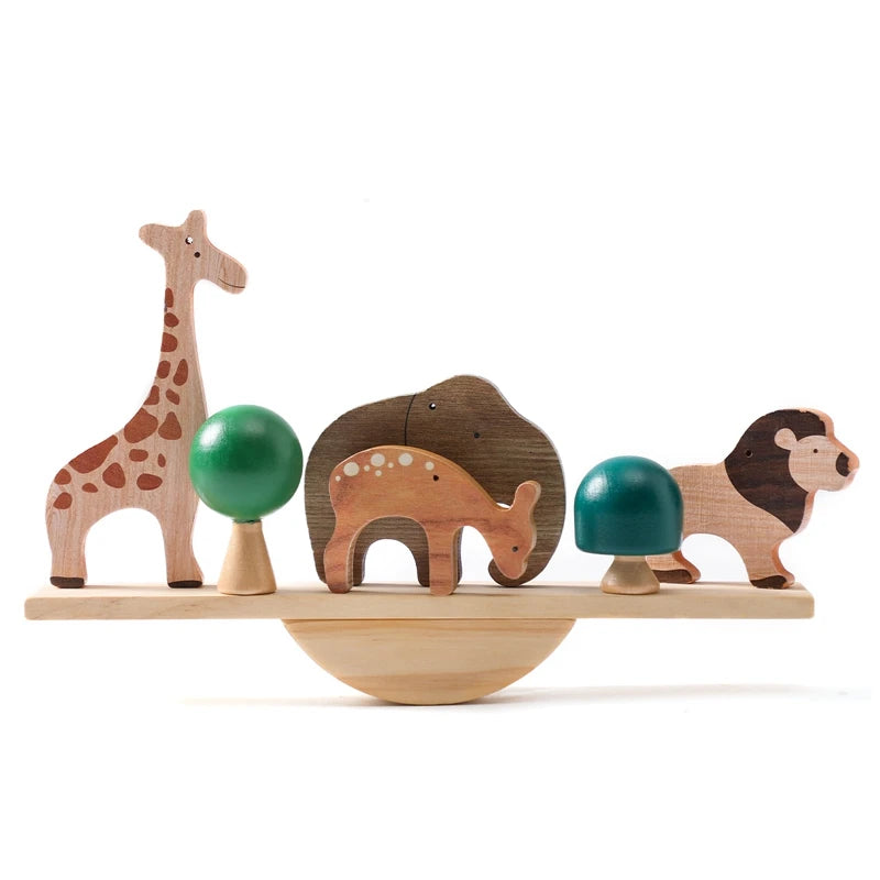 Jeux Montessori en bois – Blocs empilables maisons de forêt pour bébé – Jouet éducatif d’éveil et cadeau original