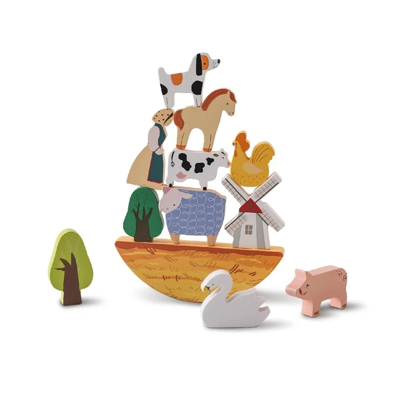 Jeux Montessori en bois – Blocs empilables maisons de forêt pour bébé – Jouet éducatif d’éveil et cadeau original