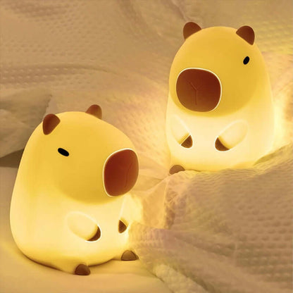 Veilleuse Capybara en silicone – Lampe de chevet tactile pour enfant rechargeable par USB  – Cadeau idéal et article de décoration